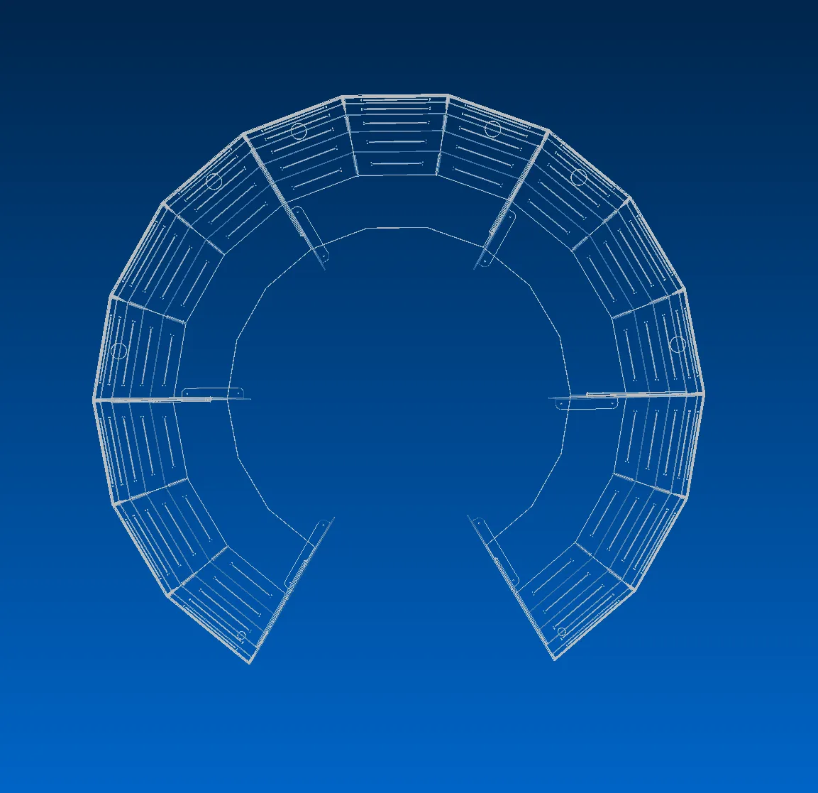 Octa Dec 18 — top view blueprint of the faceted body.